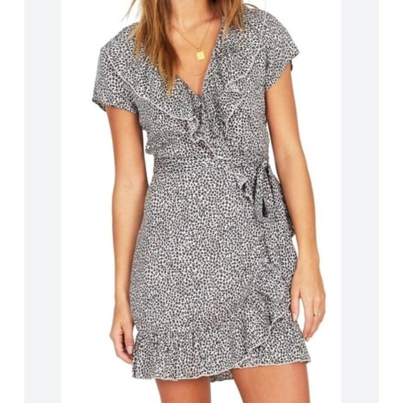 AMUSE SOCIETY CHEETAH WRAP COCKTAIL DRESS WHITE/BLACK REVOLVE SUMMER RESORT, BEA - Picture 1 of 7